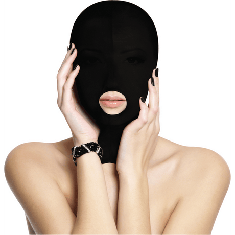 Maske Ouch Submission mit Mundöffnung Schwarz 39,5 cm