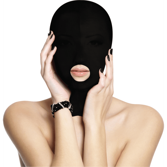 Maske Ouch Submission mit Mundöffnung Schwarz 39,5 cm