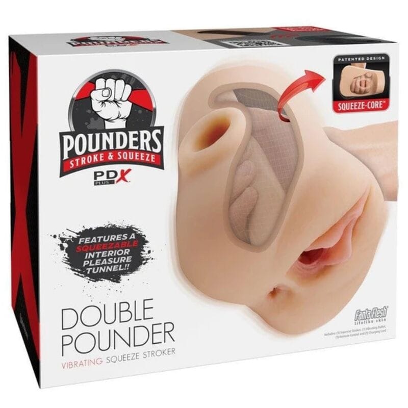 Masturbator Double Pounder Squeeze mit doppelter Vibration Hell 20,5 cm – Ansicht 4