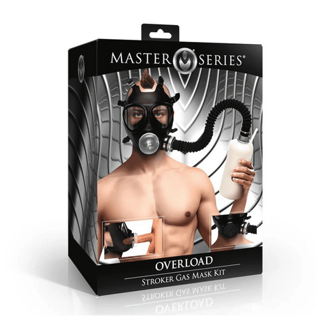 Masturbator-Set Master Series Overload mit Gasmaske und Schlauch Schwarz und Transparent 10,7 cm – Ansicht 2