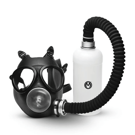 Masturbator-Set Master Series Overload mit Gasmaske und Schlauch Schwarz und Transparent 10,7 cm