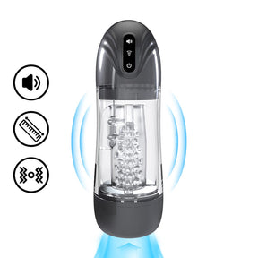 Masturbator SonicPull mit Saug- und Vibrationsfunktion Gun Metal 14 x Ø 8,5 cm