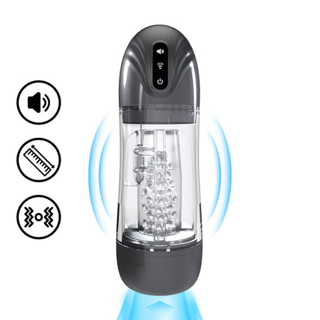Masturbator SonicPull mit Saug- und Vibrationsfunktion Gun Metal 14 x Ø 8,5 cm