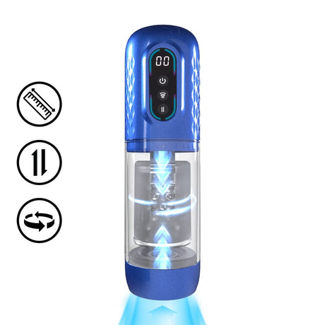 Masturbator Vortex mit Stoßfunktion Blau 17 x 8,9 cm