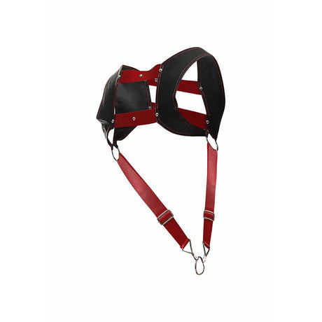 Mob - Dngeon Harness mit Rotem Penisring Eine Grösse