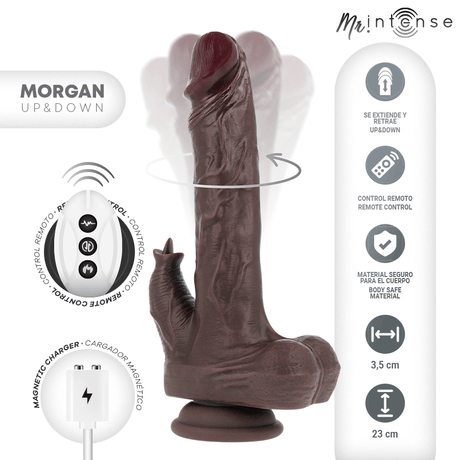 Mr Intense – Realistischer Multifunktions-Morgan mit Vibration und auf- und Ab-Fernbedienung 23 cm – O – 3,5 cm