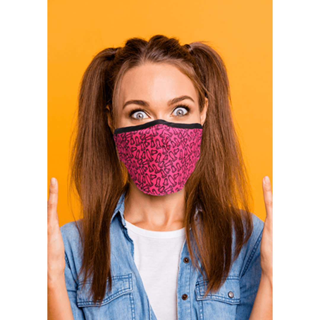 Mund-Nasen-Maske Cocky mit Penis-Muster Pink 25 cm – Ansicht 4