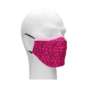 Mund-Nasen-Maske Cocky mit Penis-Muster Pink 25 cm