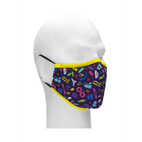 Mund-Nasen-Maske Kinky mit Toy-Muster Dunkelviolett 25 cm