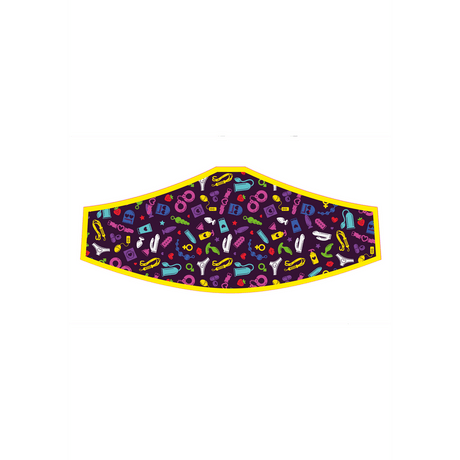 Mund-Nasen-Maske Kinky mit Toy-Muster Dunkelviolett 25 cm – Ansicht 3
