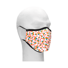 Mund-Nasen-Maske mit Herzen und Regenbogen Weiß 25 cm