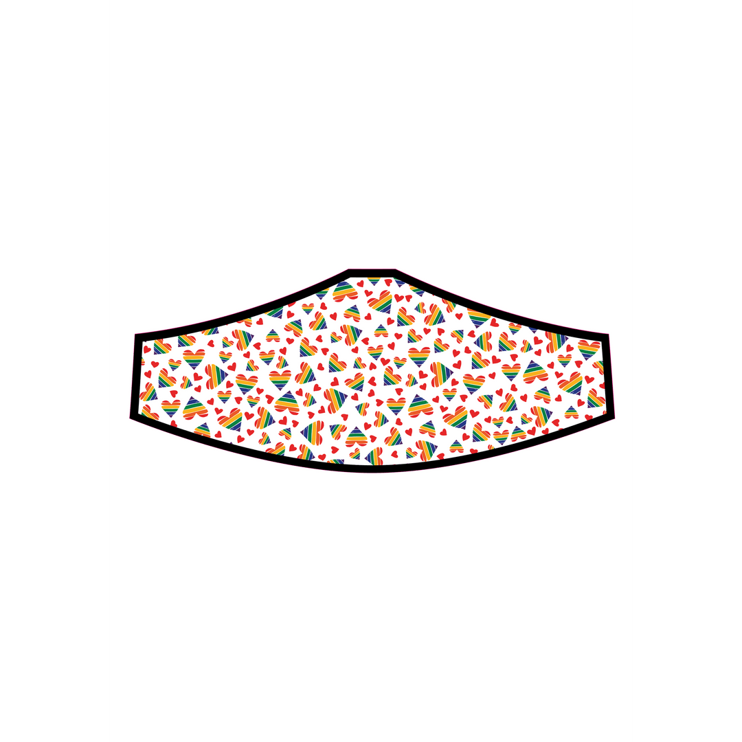 Mund-Nasen-Maske mit Herzen und Regenbogen Weiß 25 cm – Ansicht 3