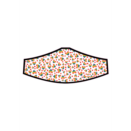 Mund-Nasen-Maske mit Herzen und Regenbogen Weiß 25 cm – Ansicht 3