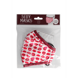 Mund-Nasen-Maske mit Lippen-Muster Weiß-Rot 25 cm – Ansicht 2
