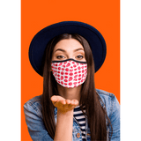 Mund-Nasen-Maske mit Lippen-Muster Weiß-Rot 25 cm – Ansicht 4