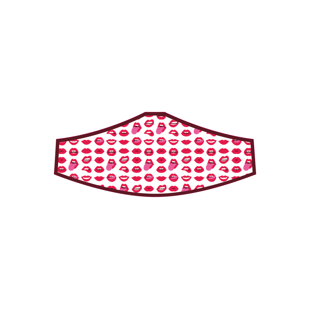 Mund-Nasen-Maske mit Lippen-Muster Weiß-Rot 25 cm – Ansicht 3