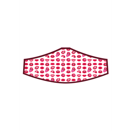 Mund-Nasen-Maske mit Lippen-Muster Weiß-Rot 25 cm – Ansicht 3