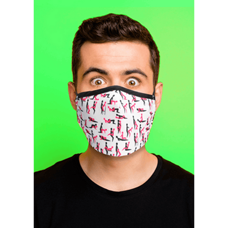 Mund-Nasen-Maske Sutra mit Stellungs-Muster Weiß 25 cm – Ansicht 4