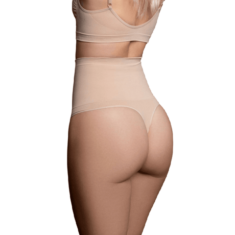 Nahtloser String im Gürtel-Stil Beige Größe M