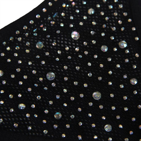 Netz-Bodystocking mit Handschuhen und Diamanten Schwarz Einheitsgröße