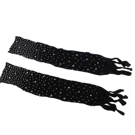 Netz-Bodystocking mit Handschuhen und Diamanten Schwarz Einheitsgröße