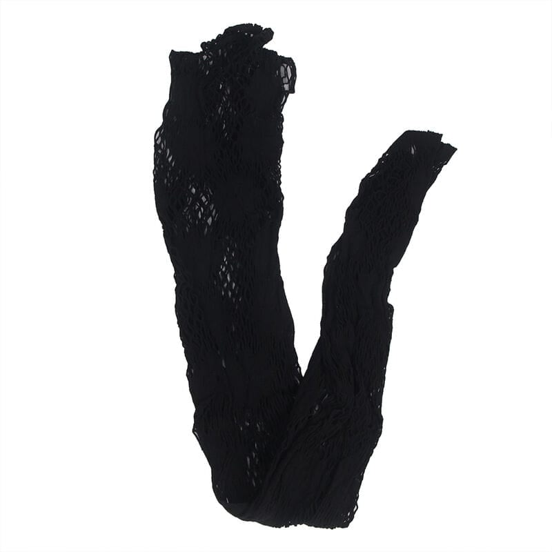 Netz-Bodystocking mit Kleiddesign und Blumendetails Schwarz Einheitsgröße – Ansicht 5