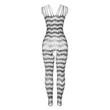Netz-Bodystocking ohne Schritt mit Trägern an den Schultern Schwarz Einheitsgröße – Ansicht 5