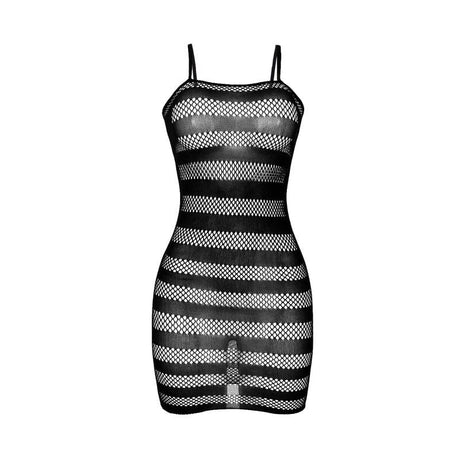 Netz-Kleid mit schwarzen Streifen Einheitsgröße – Ansicht 5