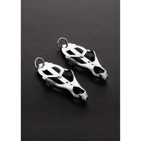 Nippelklemmen Clover mit Zugkordel Silber 10,5 cm