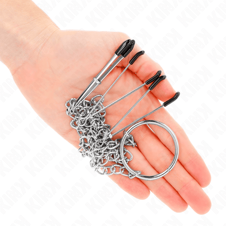 Nippelklemmen Dreifach Nippel- und Klitorisklemmen mit Kette Modell 1 Schwarz – Ansicht 3