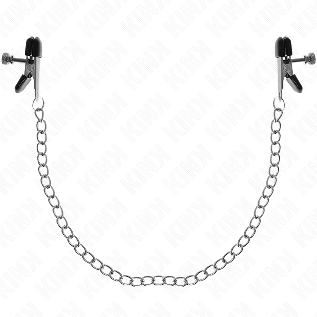 Nippelklemmen mit flacher Kette Silber 34 cm