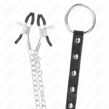 Nippelklemmen Metall- mit Kette und Verstellbaren Brustklammern Schwarz
