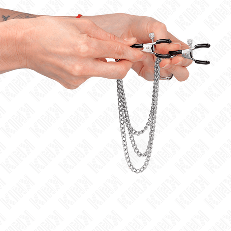 Nippelklemmen mit 3 Ketten Silber 20/23/