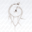 Nippelklemmen mit Ketten und Spikes Silber 30 cm