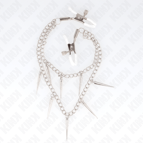 Nippelklemmen mit Spikes Ketten Schwarz