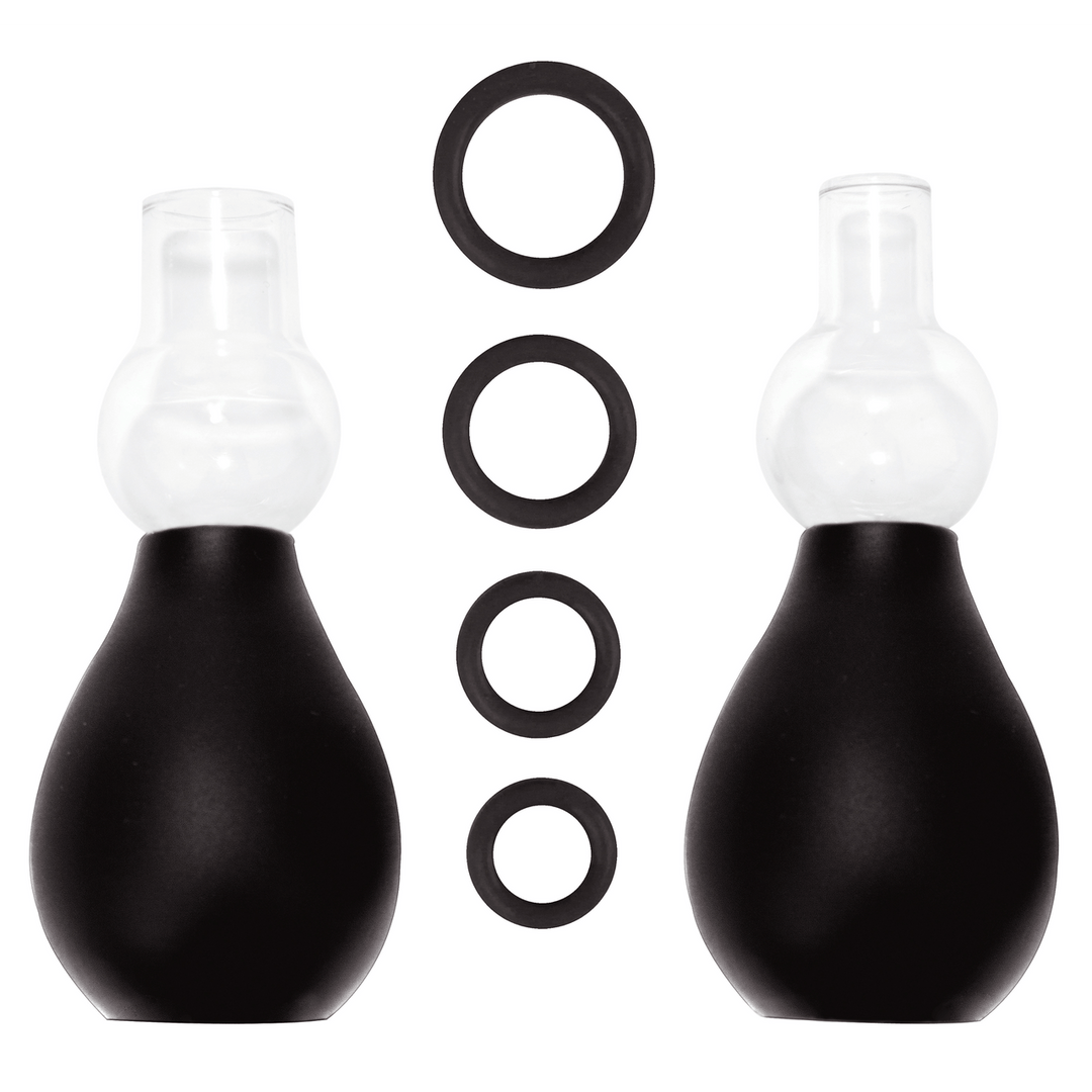 Nippelsauger Ouch als Set mit vier Ringen Schwarz 7 cm