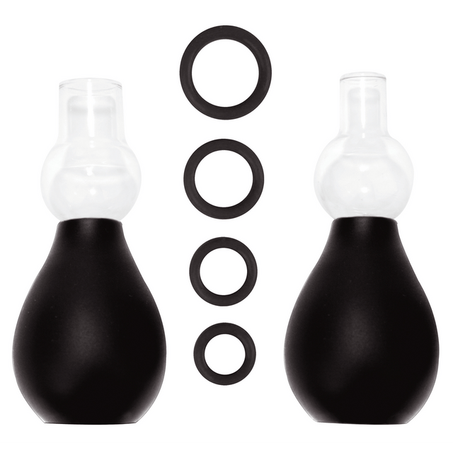 Nippelsauger Ouch als Set mit vier Ringen Schwarz 7 cm