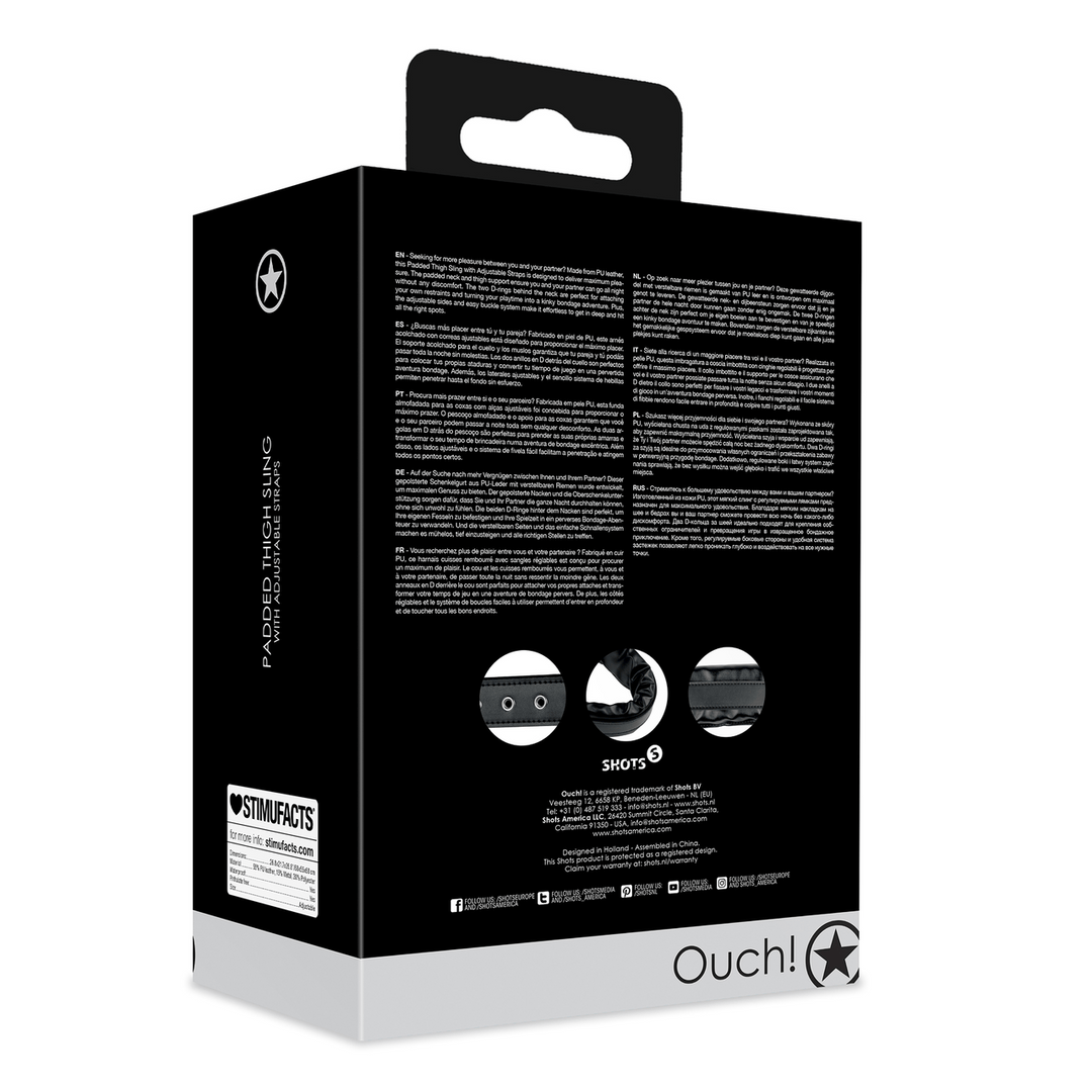 Oberschenkel-Sling Ouch gepolstert mit Nackenband Schwarz 68 cm – Ansicht 3