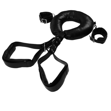 Oberschenkel-Sling Ouch gepolstert mit Handschellen Schwarz 72 cm – Ansicht 4