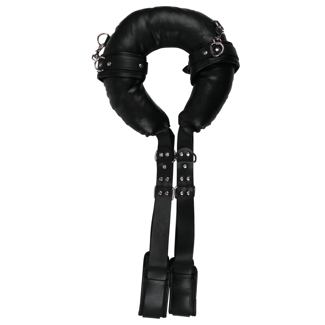 Oberschenkel-Sling Ouch gepolstert mit Handschellen Schwarz 72 cm – Ansicht 5
