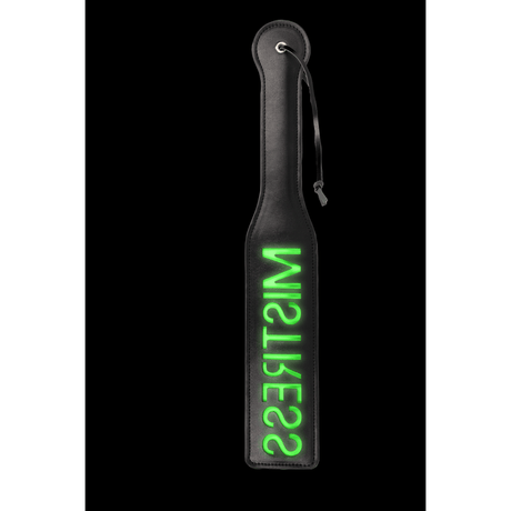 Paddle Ouch mit Mistress-Prägung Neongrün 39,5 cm