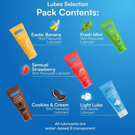 Pasante - Packung Sortierte Gleitmittel mit Geschmack 5 Einheiten x 15 ml