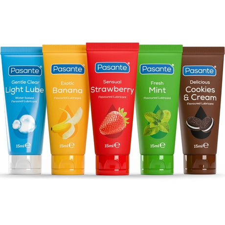 Pasante - Packung Sortierte Gleitmittel mit Geschmack 5 Einheiten x 15 ml
