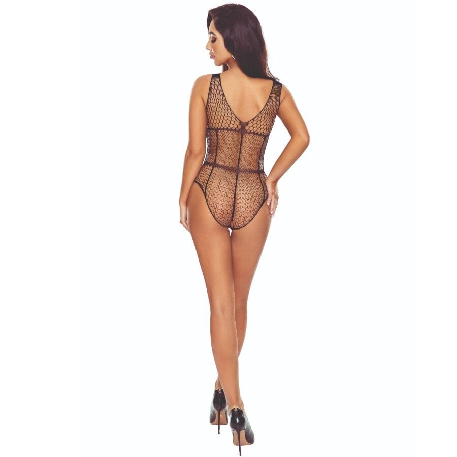 Bodystocking Bs114 Schwarzer Gitter-Bodystocking.1