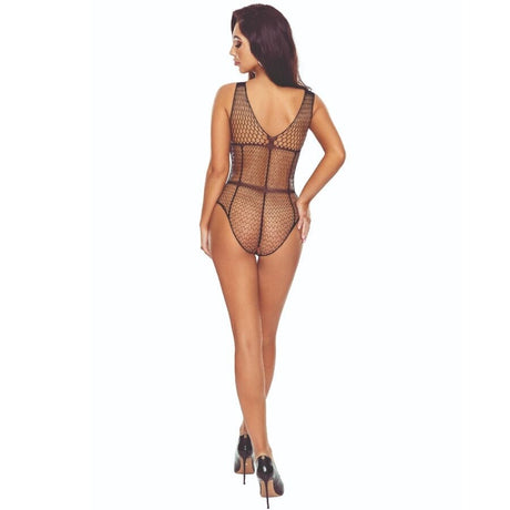 Passion - Bs114 Schwarzer Gitter-Bodystocking
