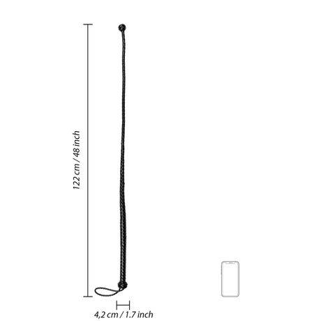 Peitsche Ouch geflochten einsträngig mit Endknoten Schwarz 122 cm – Ansicht 6