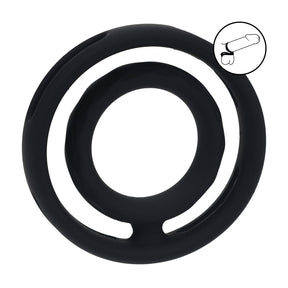 Hodenring gerippt für Penis und Hoden aus Silikon Schwarz 5,4 x 5,4 cm