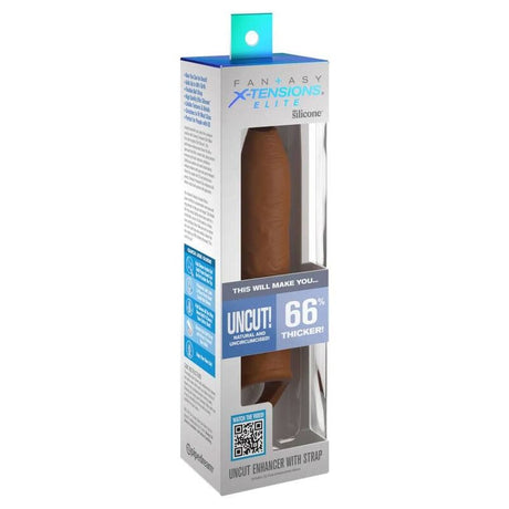 Penishülle Ärmel Uncut mit Riemen Karamell 17,78 cm