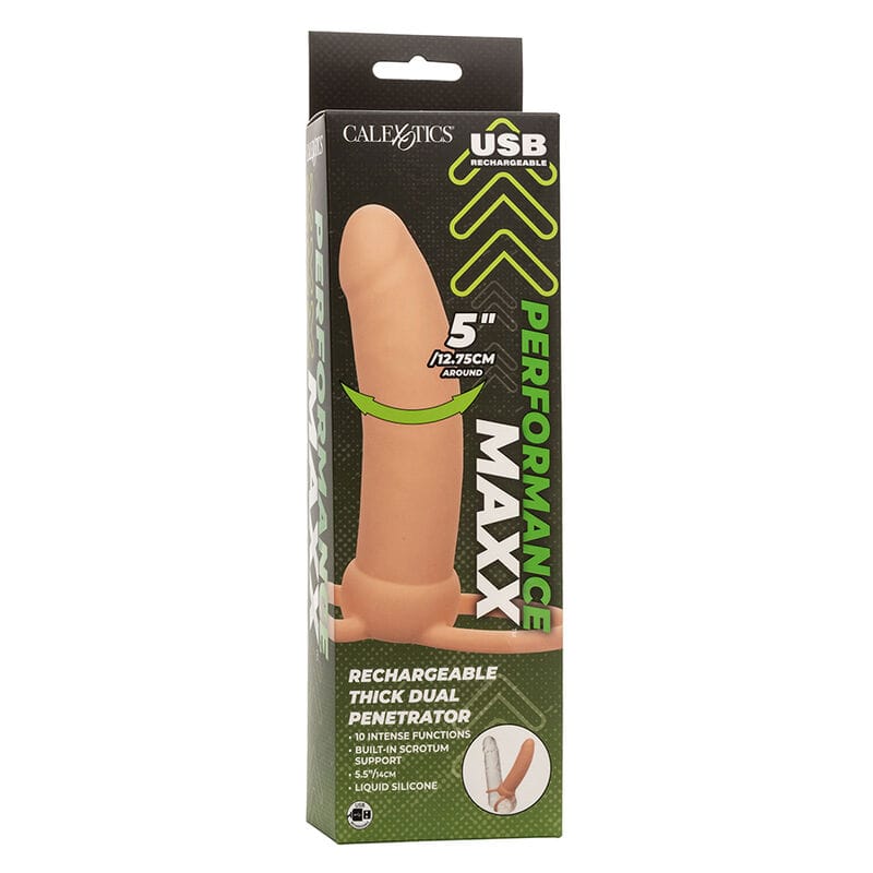 Penishülle Maxx Thick Dual Penetrator 10 Vibrationen Fleisch Hautfarbe