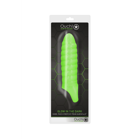 Penishülle Ouch mit Rillen nachtleuchtend Grün 10 x Ø 4 cm – Ansicht 2